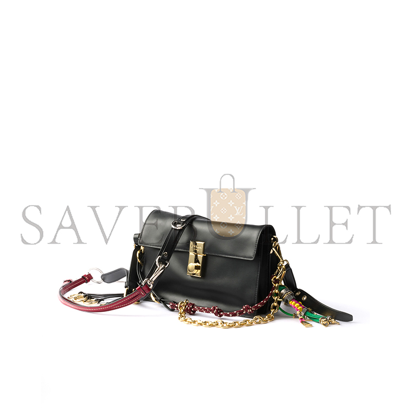 PRADA SOFT SOUND SMALL LEATHER SHOULDER BAG WITH CHARMS 1BD379 (24*13.5*5cm)